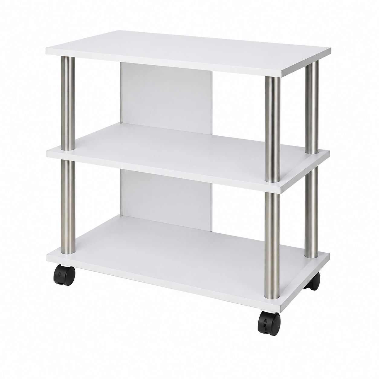Mobile TV in Legno MDF con 3 Ripiani Porta Console Videogiochi DVD e 4 Ruote Mobiletto Carrello Porta Televisore Moderno Dimensione 60 × 45 × 80,5 cm