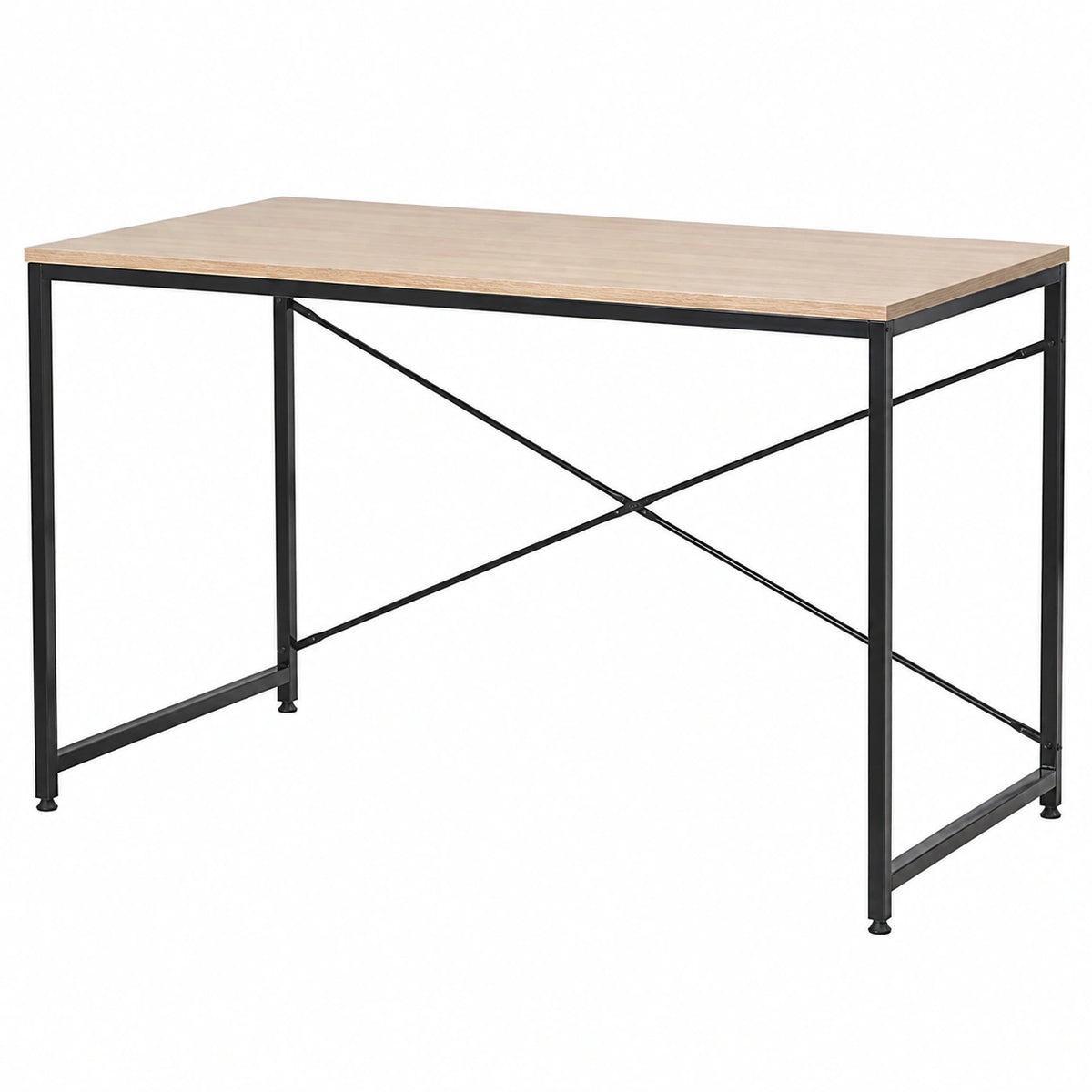 Tavolo Scrivania, 120 × 60 × 70 cm, piano in legno, struttura in acciaio nero, per ufficio e studio