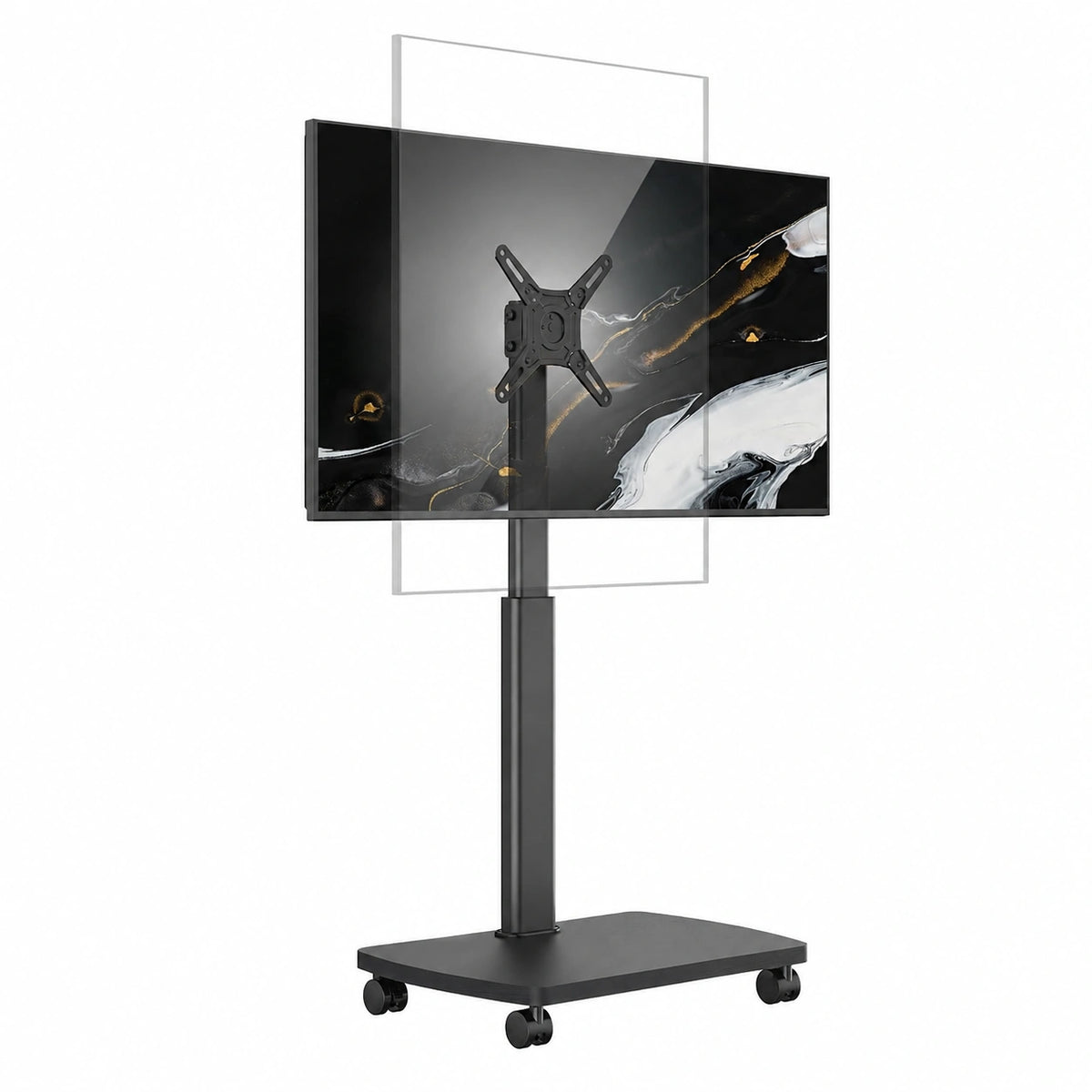 Supporto TV da Pavimento Orizzontale e Verticale per 19-42 Pollici, Carrello Porta TV con Ruote Base in Legno, Inclinazione & Girevole, fino a 20 kg
