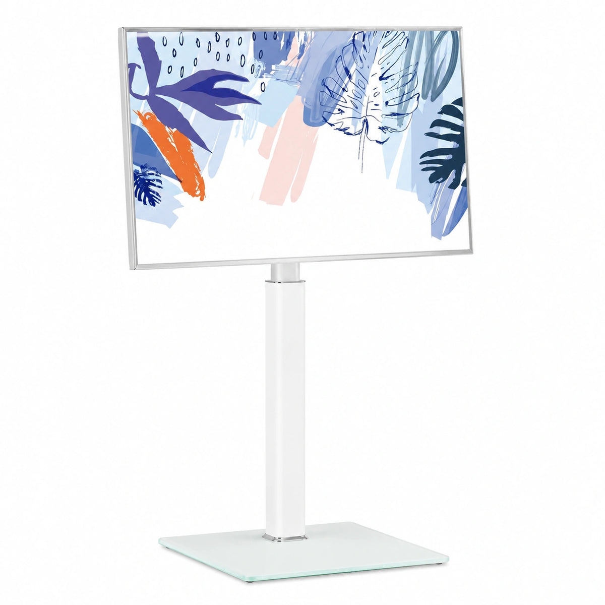 Supporto TV da Pavimento per Schermi da 32-60 Pollici, Porta TV da Terra Regolabile in Altezza, Portata Max 30 kg, VESA Max. 600 × 400 mm, Bianco