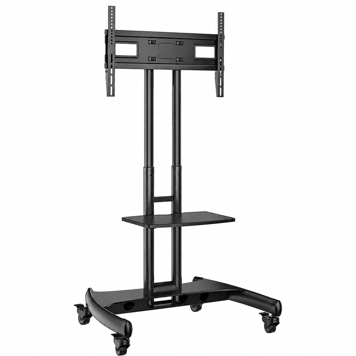 Supporto TV da Pavimento con Ruote Carrello Staffa Porta Mobile Stand Orientabile per Schermi 32' a 70', fino a 45,5 kg, nero