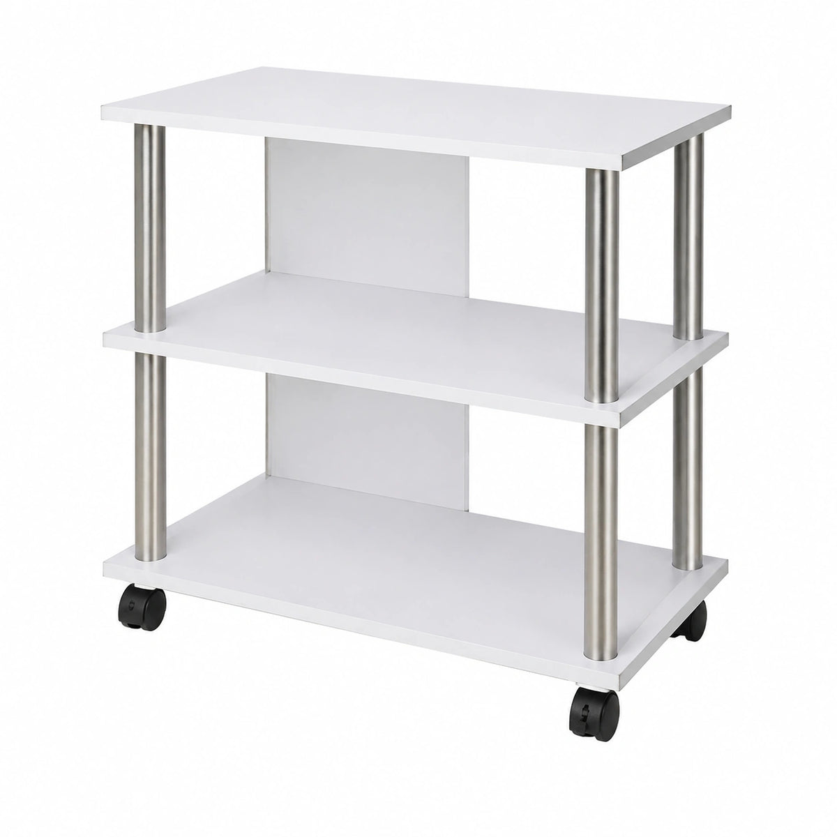 Mobile TV in Legno MDF con 3 Ripiani Porta Console Videogiochi DVD e 4 Ruote Mobiletto Carrello Porta Televisore Moderno Dimensione 60 × 45 × 80,5 cm