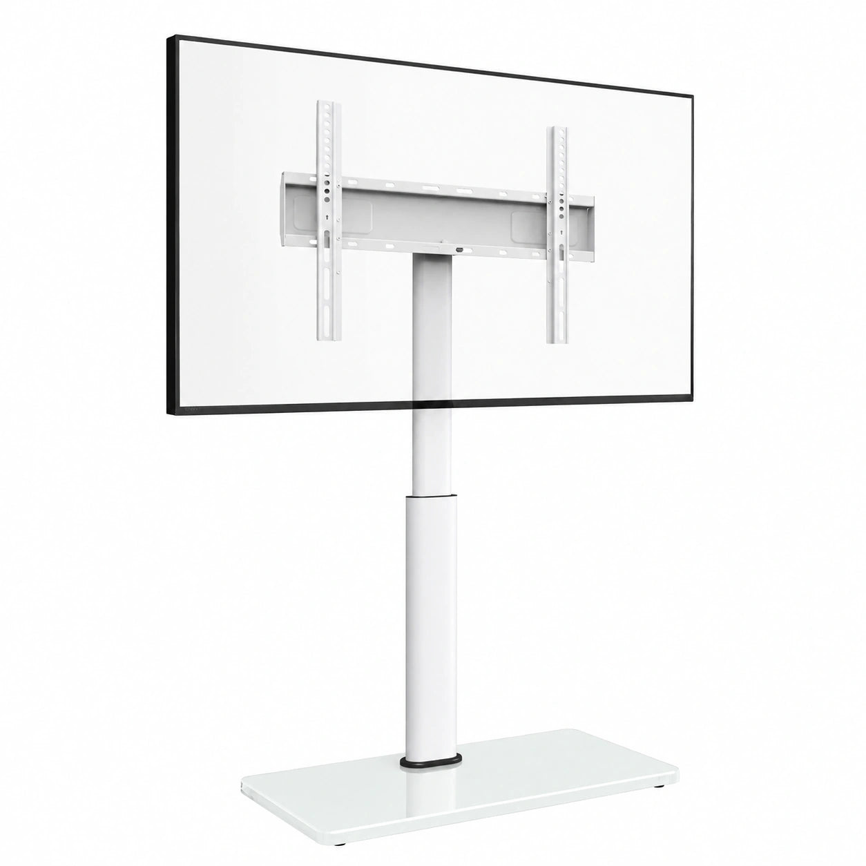 Supporto TV da Pavimento inclinabile per 32-55 65 70 Pollici, Girevole & Altezza Regolazione Mobile Porta TV da Terra, Bianco Max VESA 400 × 400mm