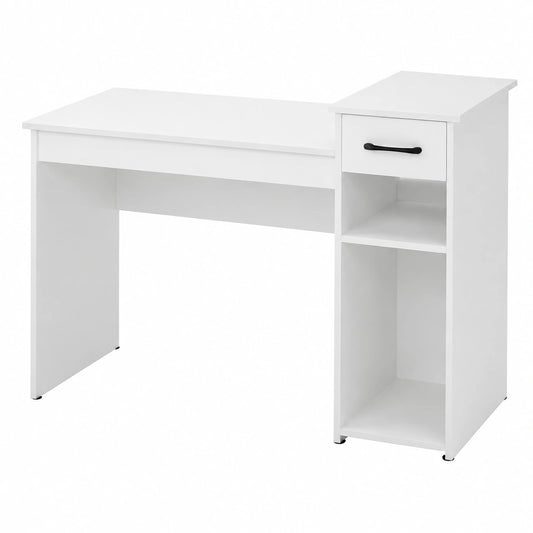 Scrivania con Cassetto, Scrivania da Computer, Tavolo da ufficio, 104 × 50 × 82cm (Bianco)