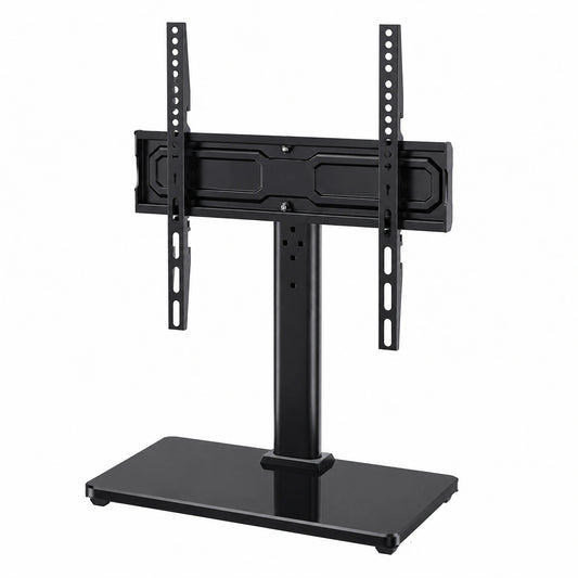 Supporto TV da Tavolo Girevole per TV da 24-60 Pollici Fino a 45 kg, Universale Supporto TV da Tavolo Regolabile in Altezza, Piedistallo TV con Base