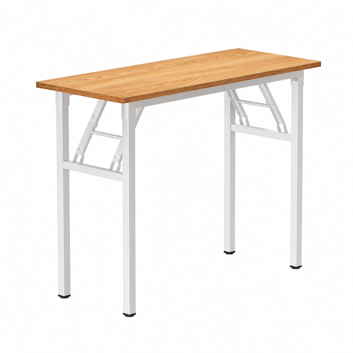 Scrivania Pieghevole per Computer 120 × 60 cm Tavolo da Lavoro Pieghevole per Computer Tavolo da Conferenza per l'ufficio Domestico Teak Bianco