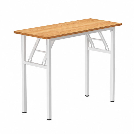 Scrivania Pieghevole per Computer 120 × 60 cm Tavolo da Lavoro Pieghevole per Computer Tavolo da Conferenza per l'ufficio Domestico Teak Bianco