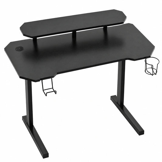 Scrivania da Gaming Scrivania per computer Tavolo per PC con portabicchieri e gancio per cuffie Scrivania con supporto per monitor 100 × 55 × 75 cm